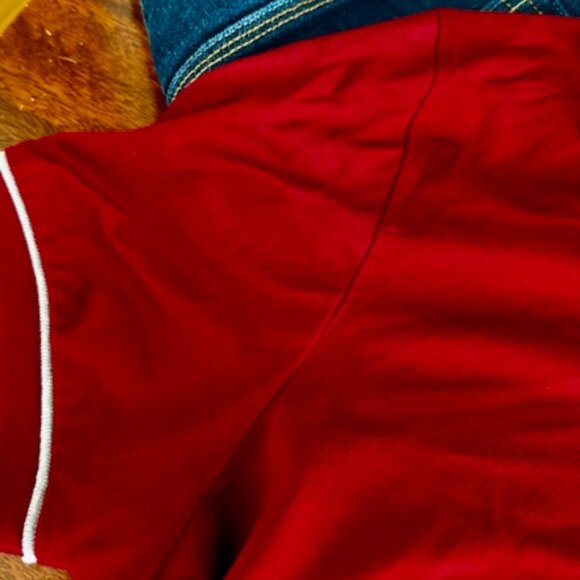 Salvatore Ferragamo Men's 1/4 Zip Embroidered Pique Polo Shirt, Red, L Excellent - Picture 10 of 13